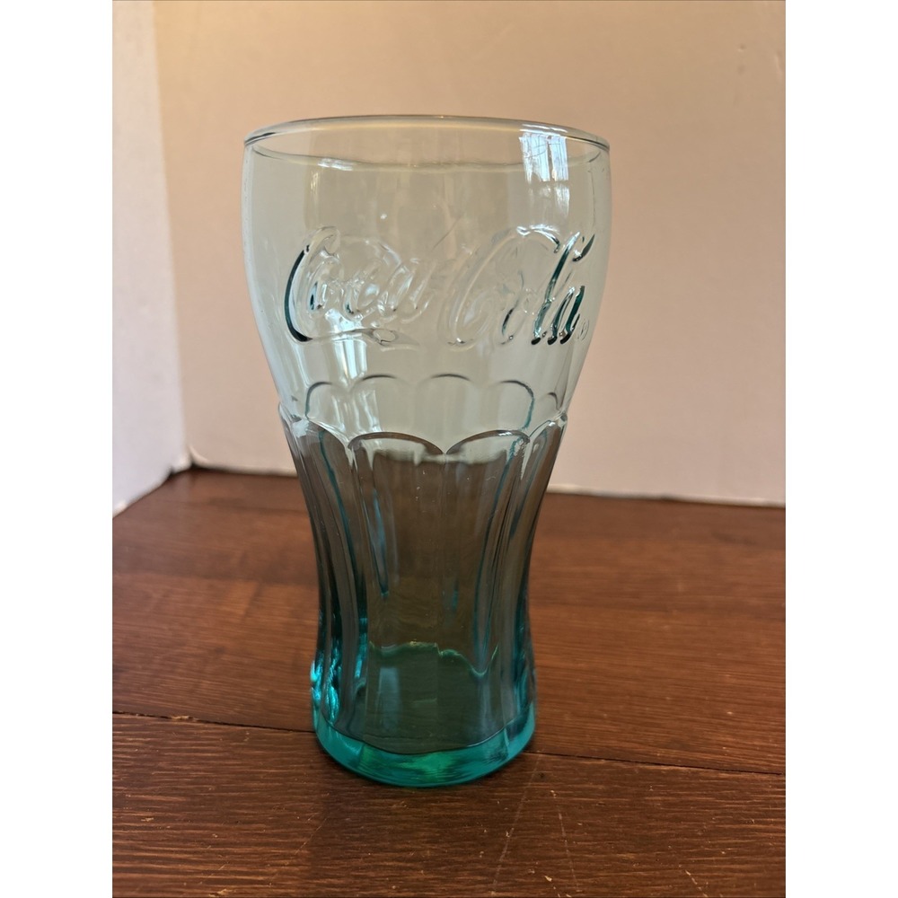 Libbey Glass 16 Oz Flat‎ Tumbler Coca Cola Genuine Green 6" Tall